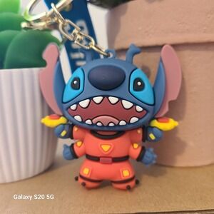 Disney Stitch Astronaut Keychain Charm Blue Orange NEW Collectible Unisex